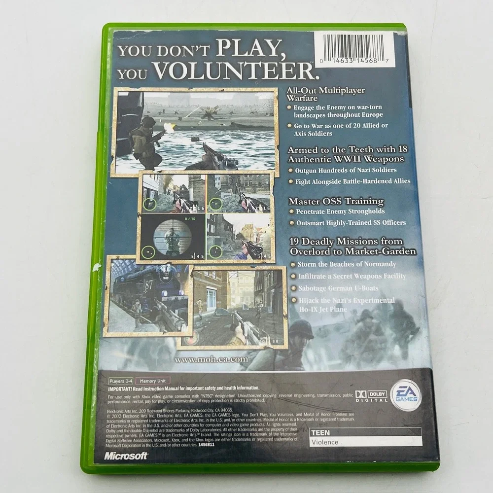 Medal of Honor Frontline Original Xbox Game EA Games WWII Shooter CIB NTSC‎